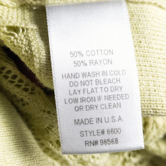 Charlotte Open Knit Cardigan Chartreuse Size M Y2K Revival - Picture 9 of 9